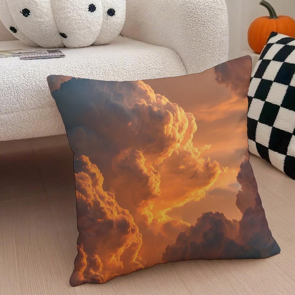 Ffufu Fluffy Clouds Cushion Cover Throw Pillow Cover Hidden Button Durable Polyester Chair Cushion
