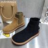 Модные женские туфли на плоской подошве из замши, ботильоны, вязаные туфли с пряжкой, женские зимние ботинки 2025 года, повседневные, новые, удобные, дизайнерские, готические, женские ботинки