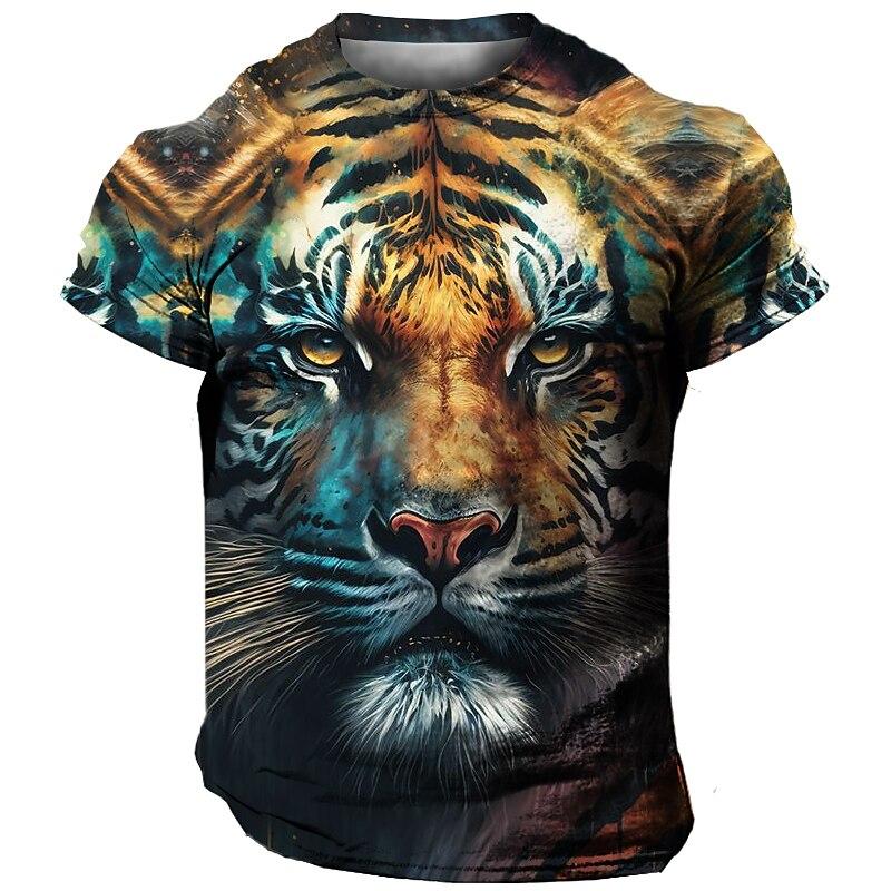 Мужская футболка большого размера с 3D тигровым принтом, футболки, топы, летние повседневные мужские футболки с рисунком животных, уличная одежда, быстросохнущая модная одежда