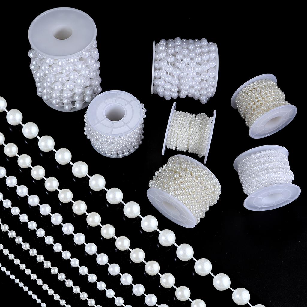 5Yards ABS Imitation Pearl Bead Chain Line Cord Thread Trim For DIY Wedding Party Decoration Jewelry Making Crafts Accessories