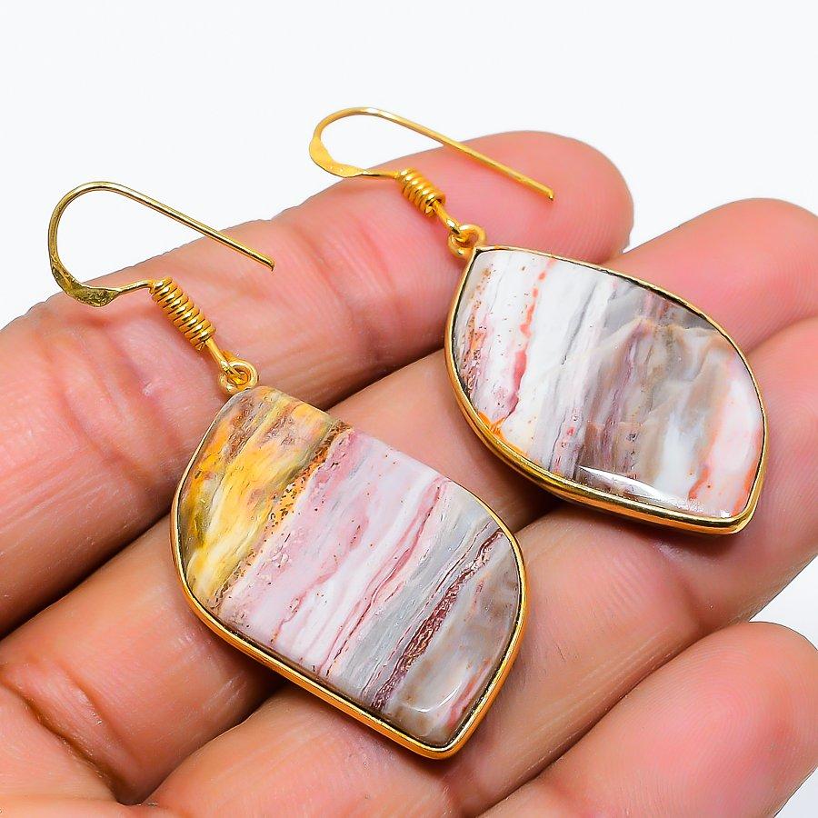 Bloodstone Gemstone 925 Solid Sterling Silver Jewelry Earring 2.05" GK-5706