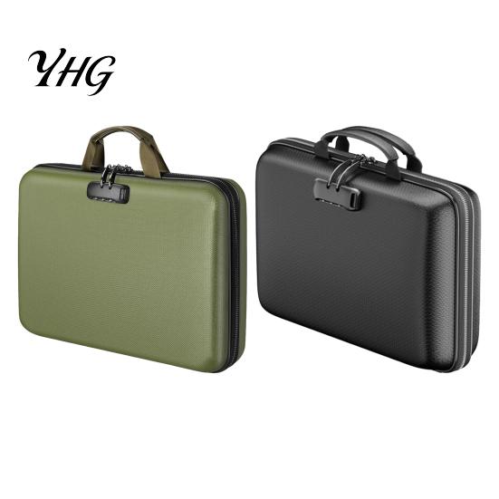 Multi-compartment Document Bag Fireproof Box with Combination Lock, Hard Shell Portable File Organizer, Secure Contracts Folder Multi Compartment