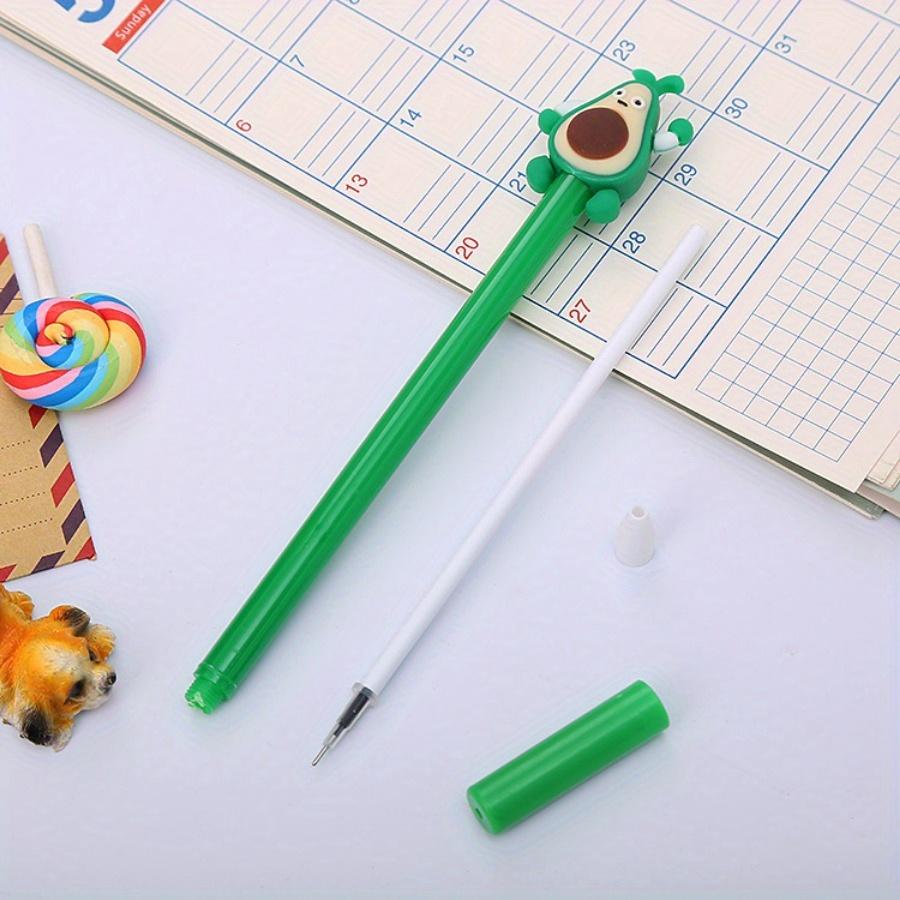 10pcs 0.5mm Cute Fruit Peach, Avocado Shaped Gel Pen Creative Silicone Head Stationery Silicone Head Gel Pen Signature Pen
