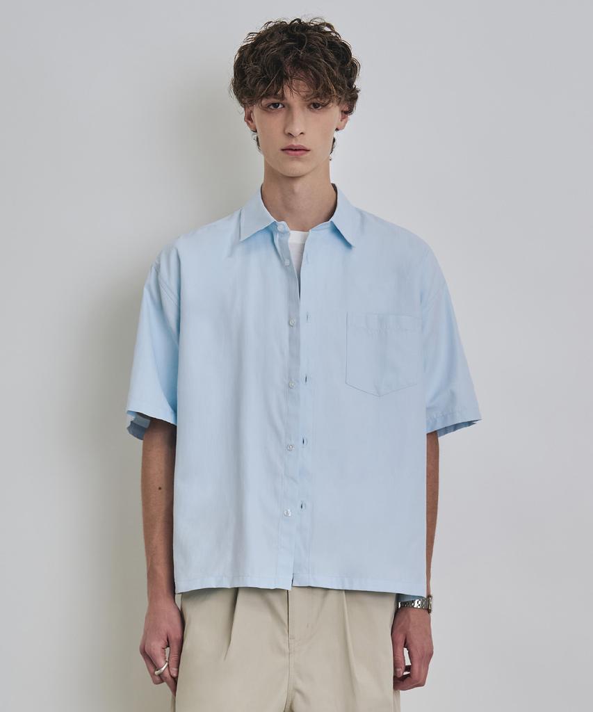 COSTUME O’CLOCK [Coclx Type] Solid Semi-Crop Short Sleeve Shirt 2 Color Coossh204
