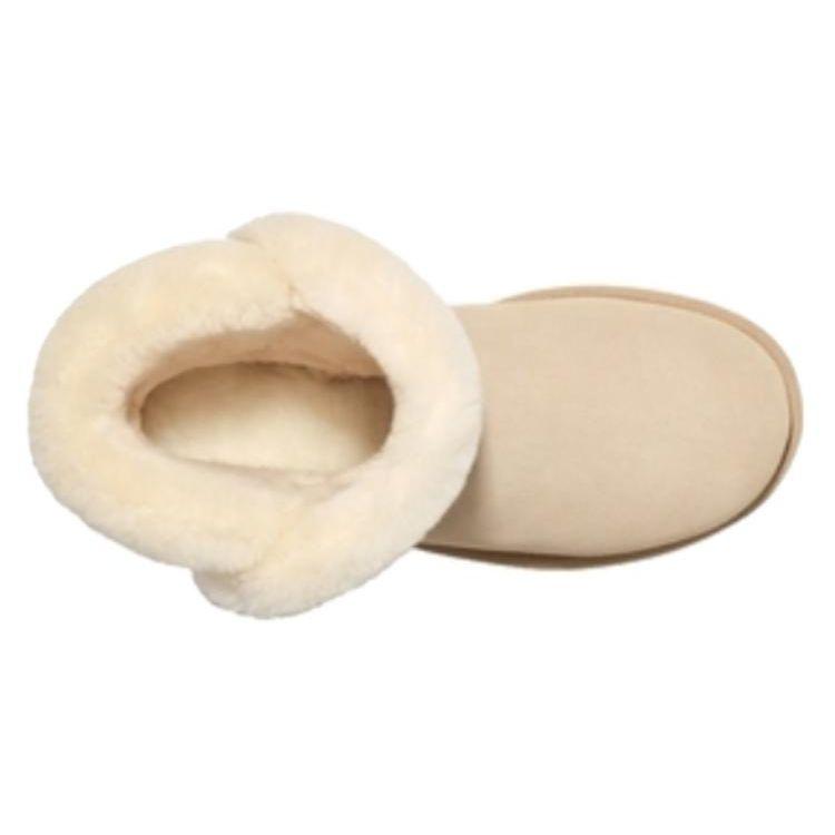 UGG Женские короткие зимние сапоги из овчины и меха с круглым носком, бежевые 1153512-SWD