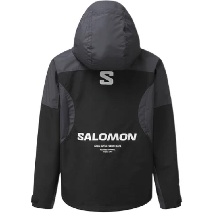 SALOMON Windstopper Gore-Tex Color Block Hooded Zip-Up Windbreaker Jacket Men Jackets Black C28024