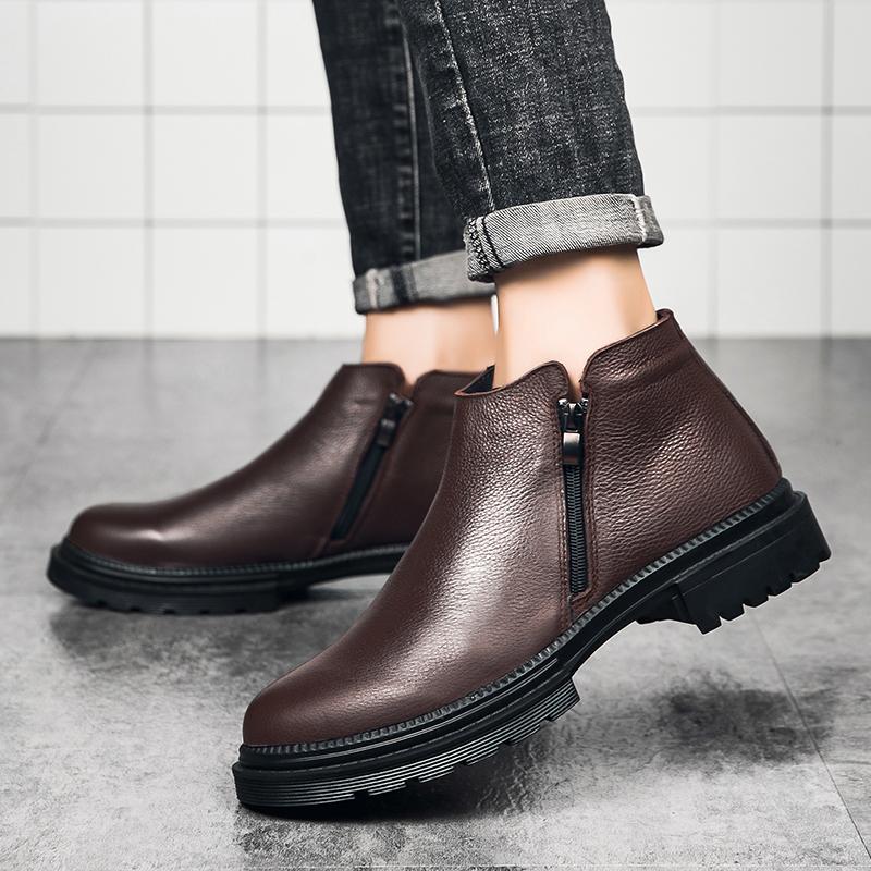 Мужские ботинки из натуральной кожи, повседневная деловая обувь для отдыха на открытом воздухе, итальянские дизайнерские ботинки «Челси», модные теплые ботинки в британском стиле