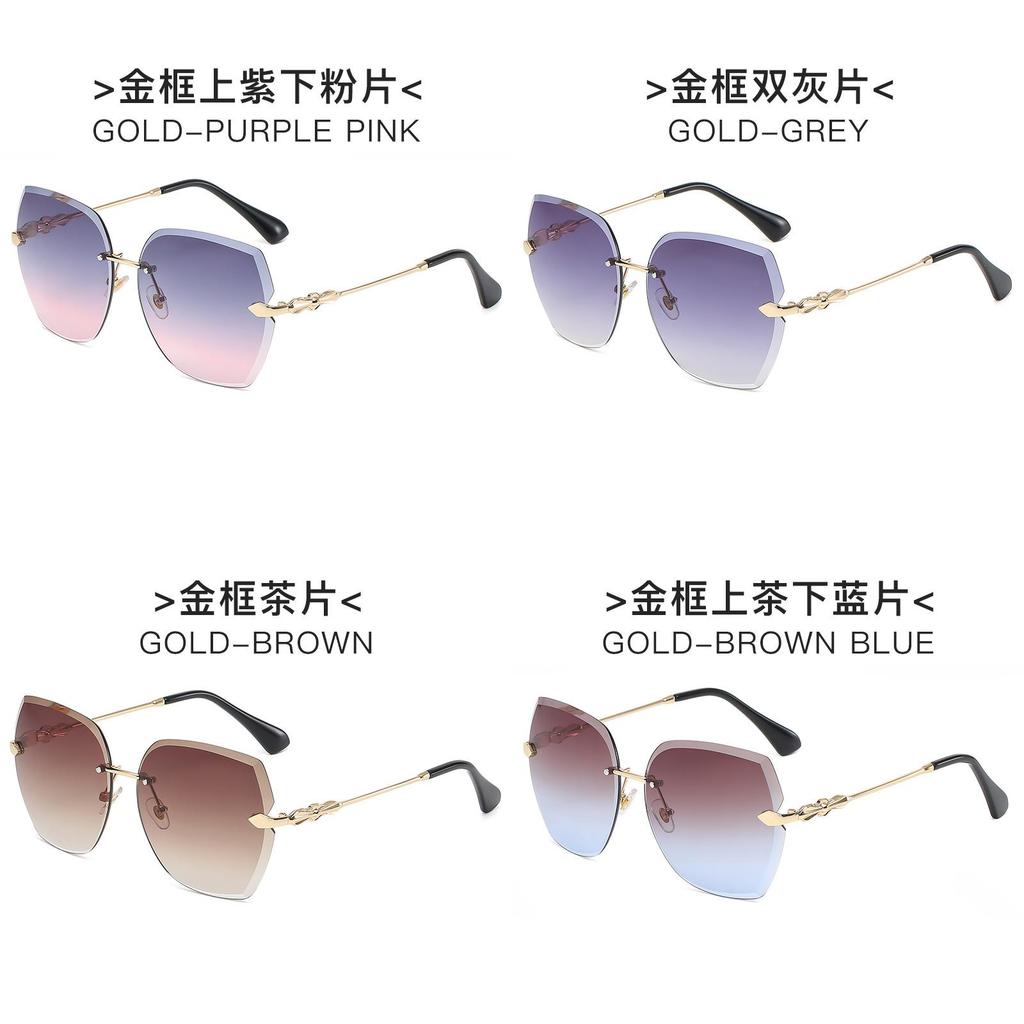 Metallic Frame Geometric Sunglasses With Gradient Pink Lenses Uv400 For Outdoor Activities And Parties