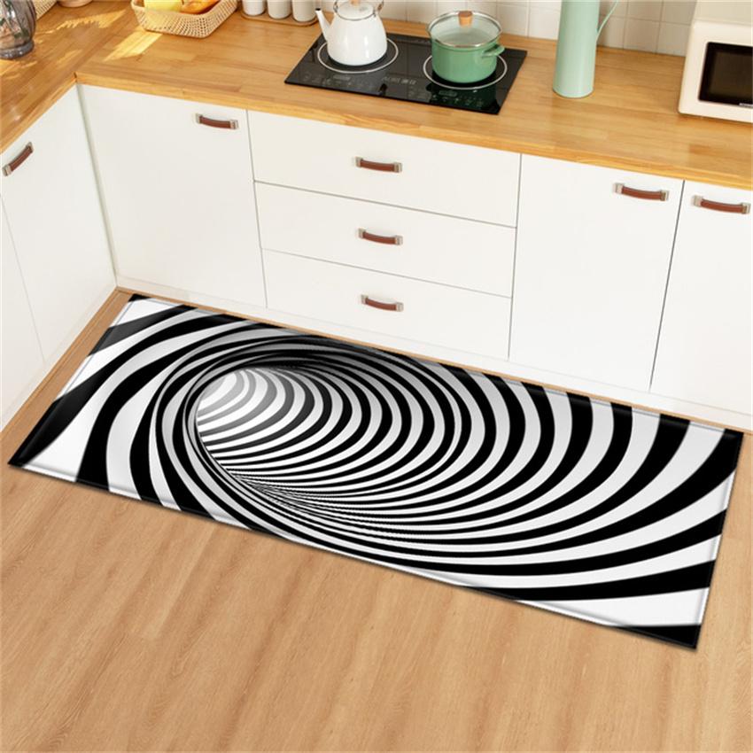 Magic Photo Rug for Kitchen Entrance Doormat 3D Vortex Illusion Pattern Printed Dining Room Rugs Multicolour Home Decoration