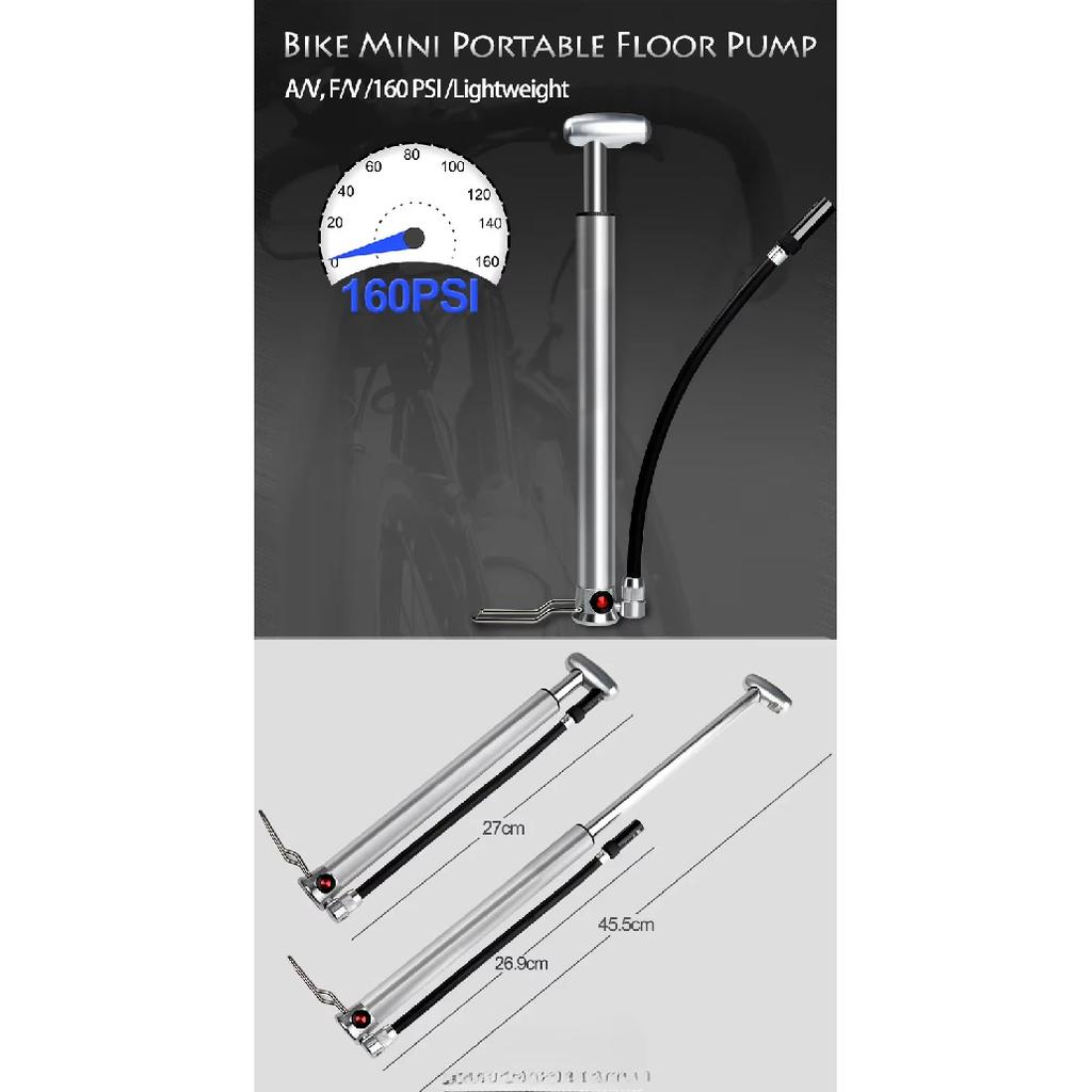 Mini Aluminum Bike Pump 100 PSI Hand Air Inflator For Cycling Frames Portable With Presta