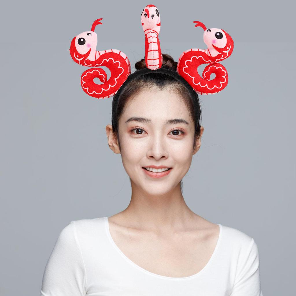 Festival Snake Headband for Chinese New Year Celebrations Adjustable 3D Snake Hairhoop for Adults and Kids All Age