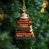 2d Acrylic Flat Printing Books Pendant Home Tree Window Hanging Decor Gift For Book Lovers Creative Book Christmas Tree Ornament