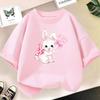 Cute Cartoon Rabbit Lollipop Print T Shirts Student Girls Kawaii Tee High Quality Cotton Summer Short Sleeve Casual Tops