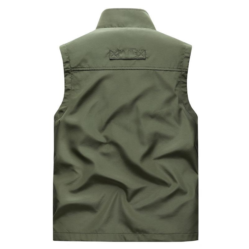 Loose Large Size Multi Pocket Casual Vest Mens Fashion Sleeveless Outerwear Top for Spring Autumn Daily Wear Outing