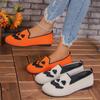 2024 New Women's Shoes Halloween Pumpkin Casual Flat Shoes Single Lightweight, Breathable, Fashionable Cloth Shoes