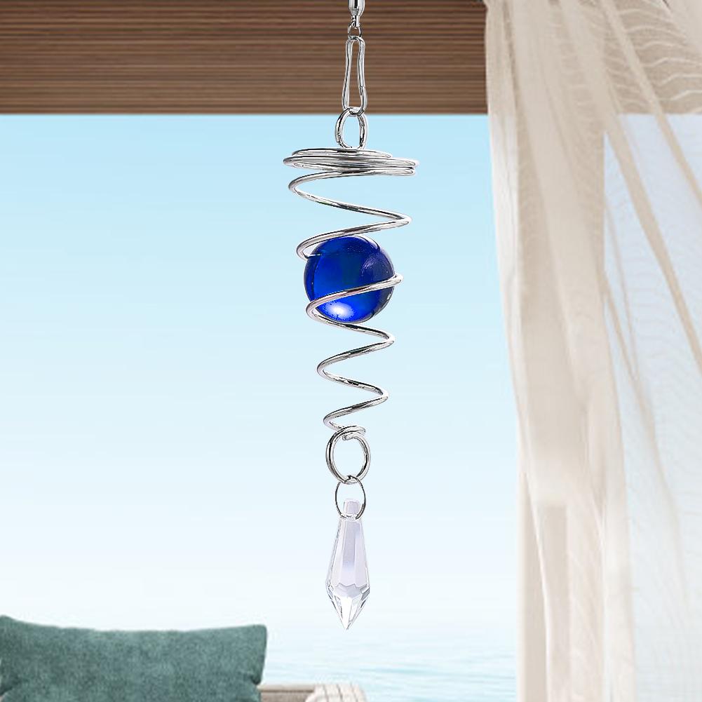 Шарообразный спиральный хвост кинетический ветряной вертушка стабилизатор стеклянный остроконечный кристалл ловец солнца садовый подвесной декор с поворотным крючком