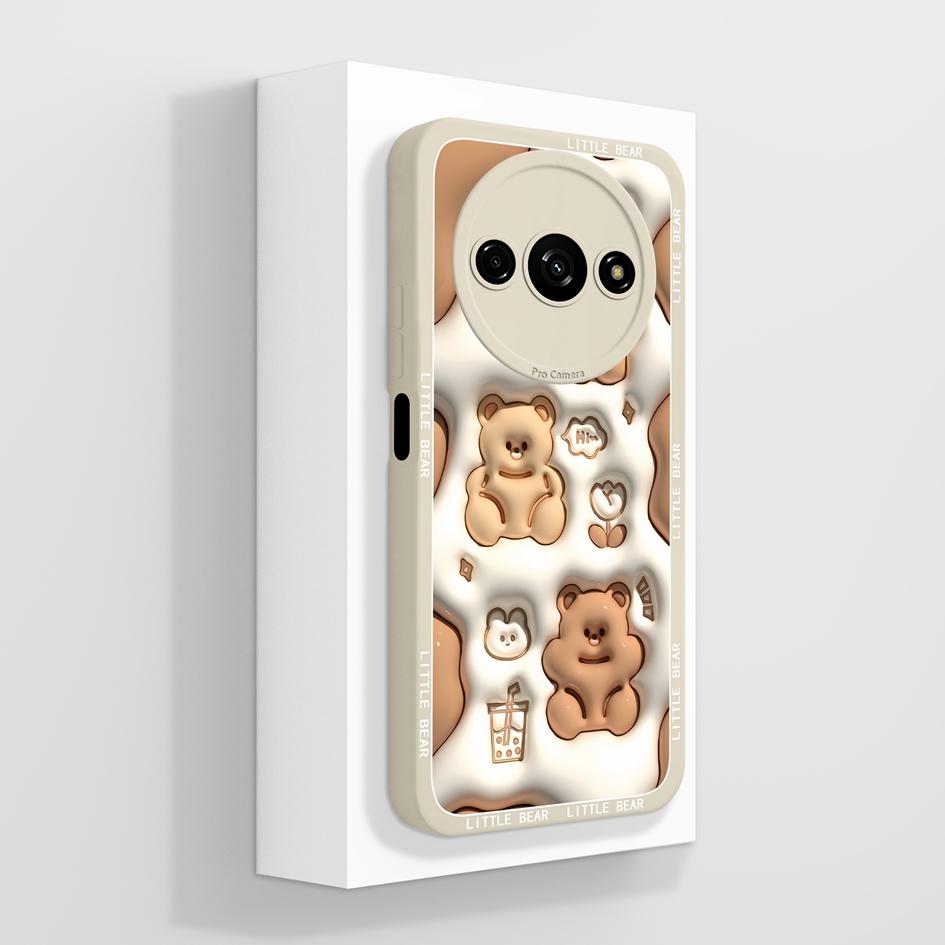 Милый клубничный и медвежий противоударный чехол из жидкого силикона для Redmi A1-A4