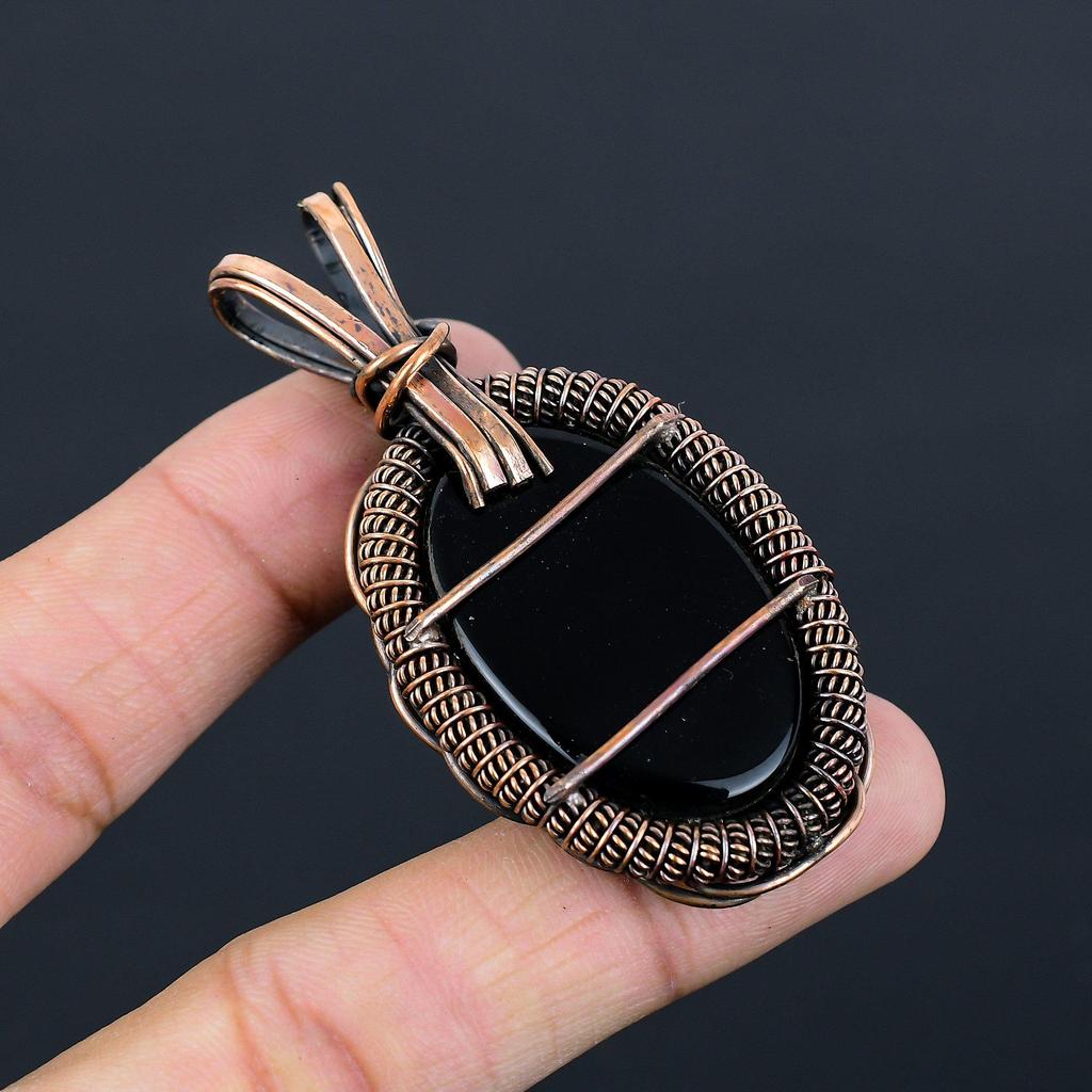 Синий австралийский тройной опал драгоценный камень чистая медная проволока обернутая ювелирная подвеска ручной работы