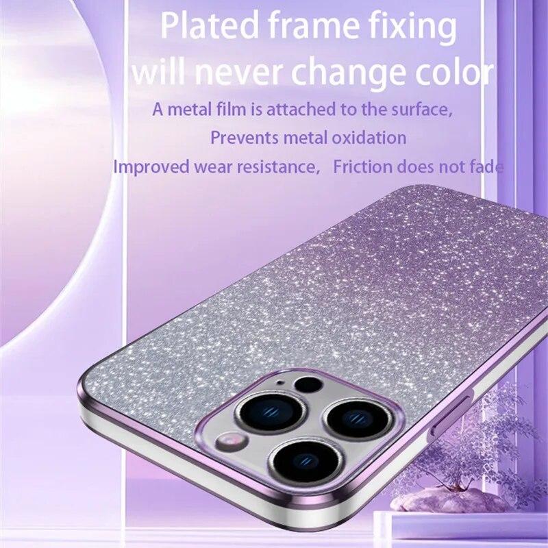 Модные блестящие чехлы 2 в 1 для iPhone 15 Pro Max 14 Plus 13 12 Mini 11 X XR Xs 7 8 SE 2022 Силиконовый чехол из ТПУ Защитная задняя крышка