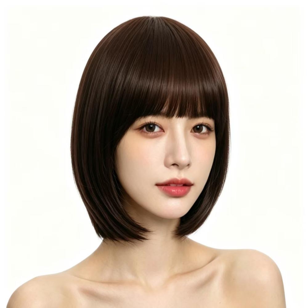 Cosplay Halloween Colored Bangs Wig Colorful Short Straight Bob Hair Vibrant Bob Wig Parties