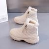 Женские зимние теплые ботинки большого размера на мягкой подошве с мехом, противоскользящие, для снега, на подкладке, ботильоны, ветрозащитные, для занятий спортом на открытом воздухе, хлопковые ботинки