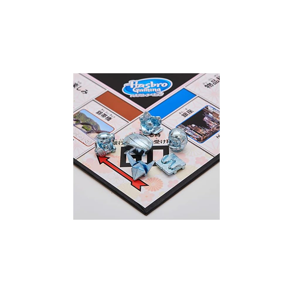 Hasbro Монополия Японская версия Семейная настольная игра с оригинальными фишками Сакура Суши Дарума Манеки-неко для 2-6 игроков Возраст 8+