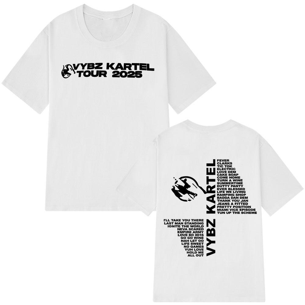 2025 Rapper Vybz Kartel Tour New Album Mens Women Fashion Harajuku Oversized 100% Pure Cotton Printed Breathable T-shirt