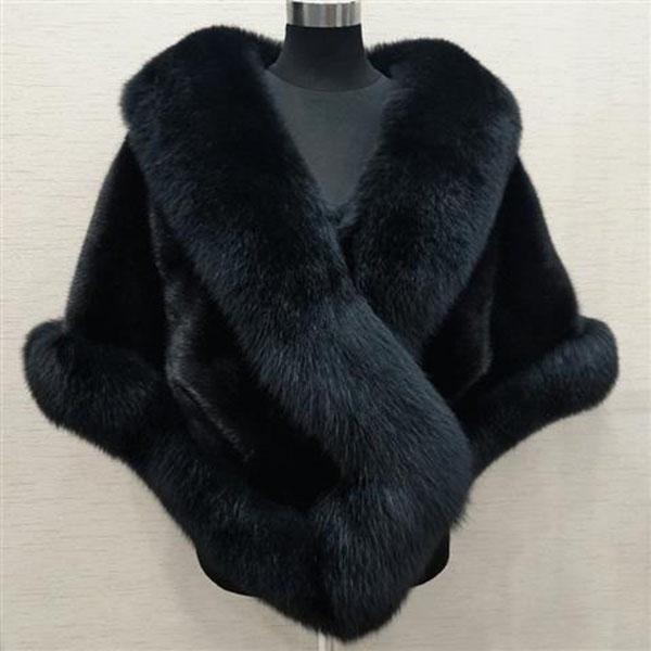 Faux Fur Shawl Women Imitation Fox Fur Dress Capes Thick Warm Short Furry Coat Luxury and Wealth Autumn Winter