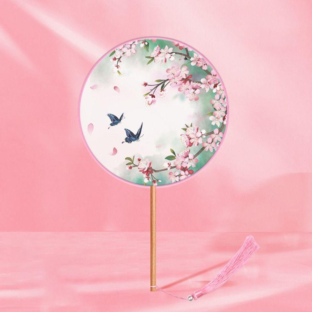 Chinese Style Dance Silk Fan Ink Painting Embroidery Fan Round Hand Fan for Wedding