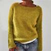 Women's Solid Color Knitted Sweater - Long Sleeve Basic Design for Europe and America