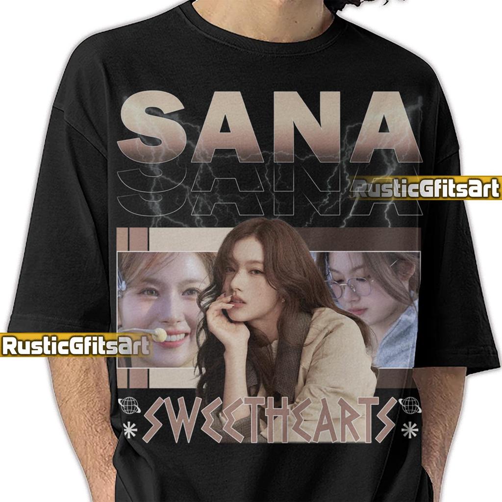 ФУТБОЛКА SANA TWICE, Персонализированная футболка Sana, Сана Минатозаки Винтажная Ретро 80-х Смешной Фан-Мерч, Сана Концертные Поддельные Рэп-Футболки, K-pop Девичья Группа Twice