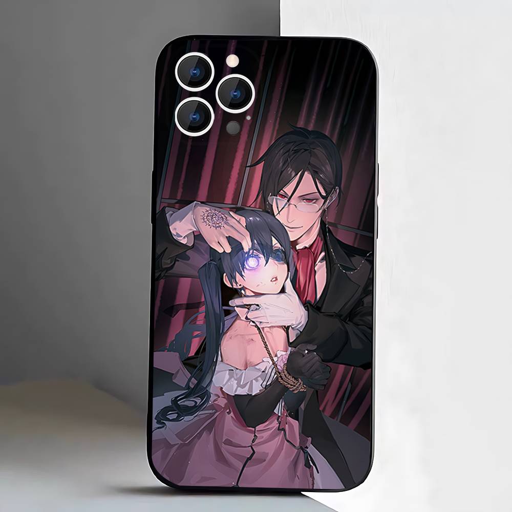 Чехол для телефона ANIME Black Butler Для iPhone 17,16,15,14,13,12,11,Pro,Max,Plus,E,Air,Mini Черный Ударопрочный Funda Чехол