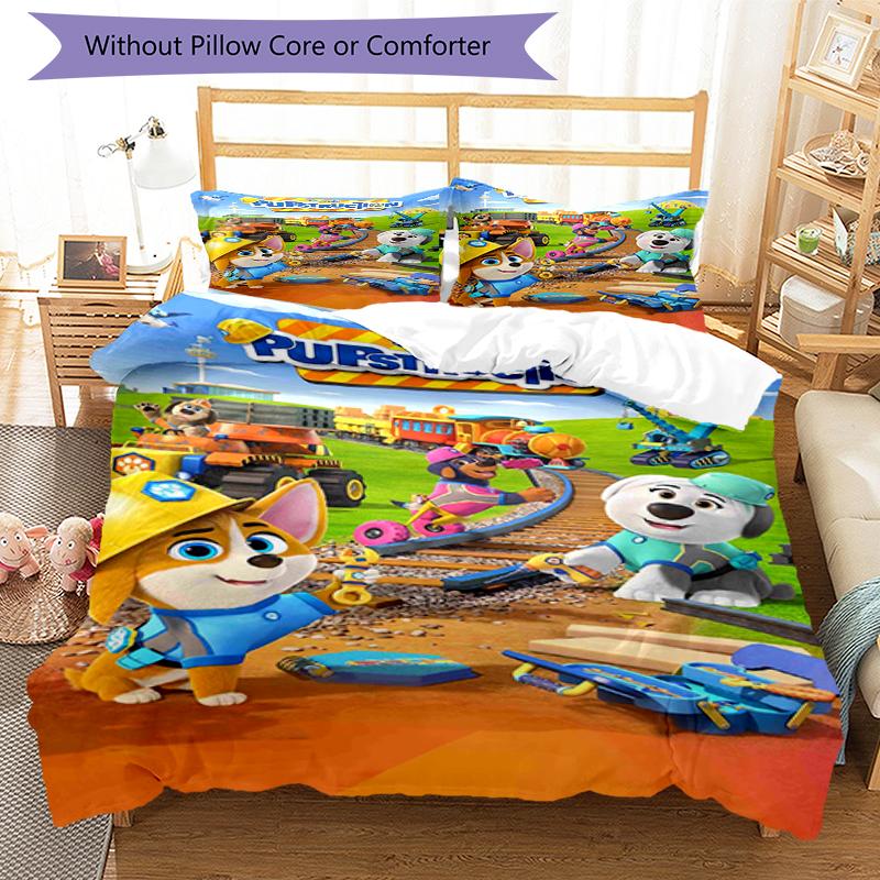 3pcs Pupstruction Bedding Set Duvet Cover Closure Includes 1 Duvet Cover & 2 Pillowcases, Soft and Comfortable for All Seasons.