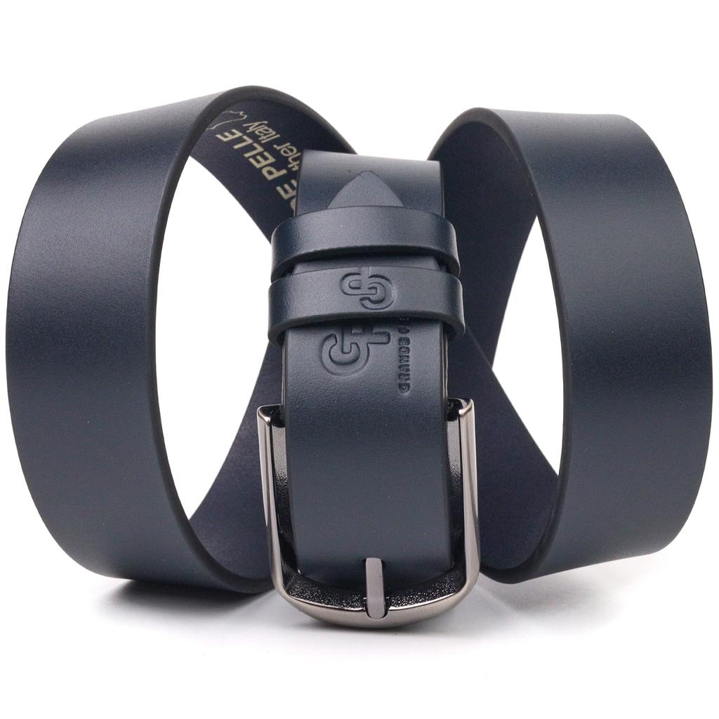Добротный мужской ремень под брюки из натуральной кожи GRANDE PELLE Leather Belt 21453 Синий