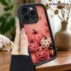 Phone case: 2D flat design suitable for iPhone 18 17 16 15 14 13 Pro protective case, pink textured pumpkin, perfect Christmas and Halloween holiday g