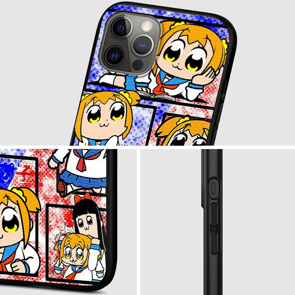 Чехол с аниме Pop Team Pipi для Apple Iphone 14 11 13 Mini 12 Pro Max Xr 7 8 + Se 2020 Xs 6 6s Plus 5 5S, черный силиконовый чехол для телефона