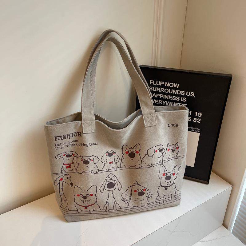 Корейская трендовая женская большая холщовая сумка-тоут, издание 2025 года – Универсальная, повседневная и вместительная наплечная сумка для поездок на работу