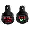 Digital Car Voltmeter Thermometer Cigarette Lighter 24V-12V Battery Charge Meter LCD Digital Voltage Tester Temperature Gauge