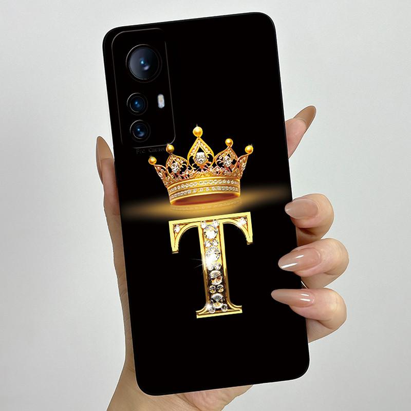 Чехол для Xiaomi 12 Lite Чехол для Xiaomi 12T Pro 5G Чехол с буквой-короной для пары Мягкий жидкий силикон Защитная задняя крышка для объектива