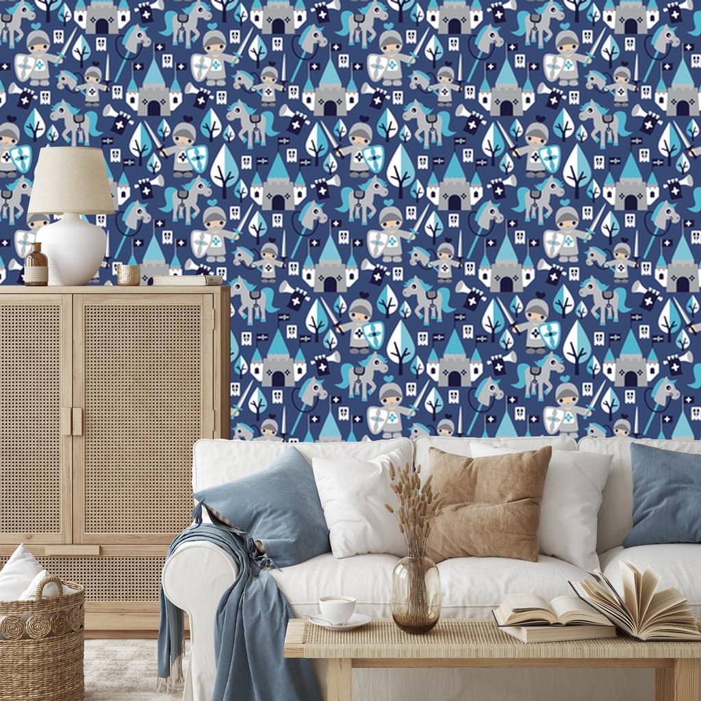 Fairy Tale Knights and Horses Wallpaper for Living Room and Bedroom 50x1000