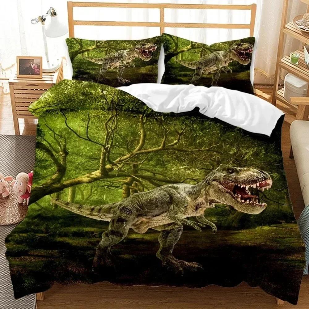 3D Print Dinosaur Jurassic Age Tyrannosaurus Rex Comfortable Duvet Quilt Cover Pillowcase Bedding Set Decoration Home Textile