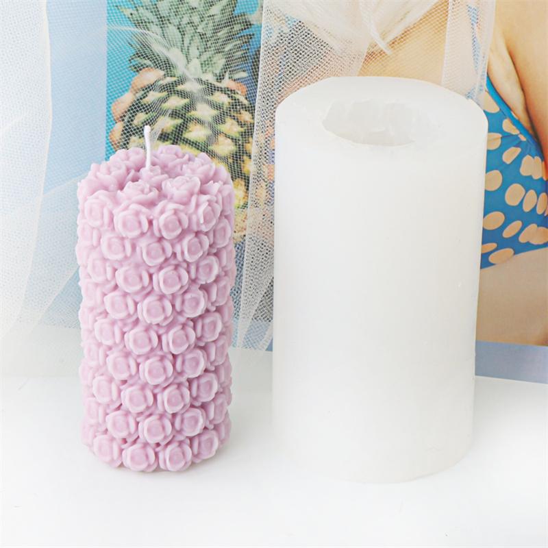 3D Роза Цветок Шар Свеча Силиконовая Форма DIY Гипс Ароматерапия Смола Форма для Мыла Валентина Роза Колонна Подарок Домашний Декор