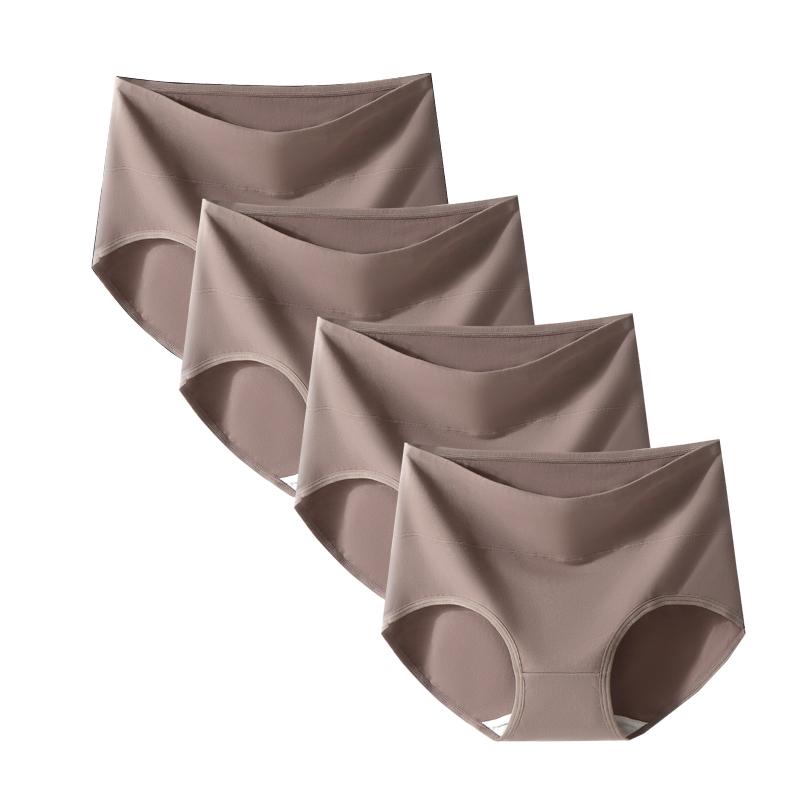 4Pcs Women Panties High Waist Breathable Pure Cotton Underwear Briefs Ladies Underpants