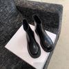 Foreign Skinny Boots Women's Short Boots Black Autumn and Winter Round Head Boots Thick-soled Martin Boots Thick Heel Elastic Single Boots