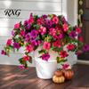 Vibrant Faux Flower Stems Artificial Petunia Flowers for Outdoors, Fake Outdoor Planters, UV Resistant Petunias, Realistic Bunch Home Morning