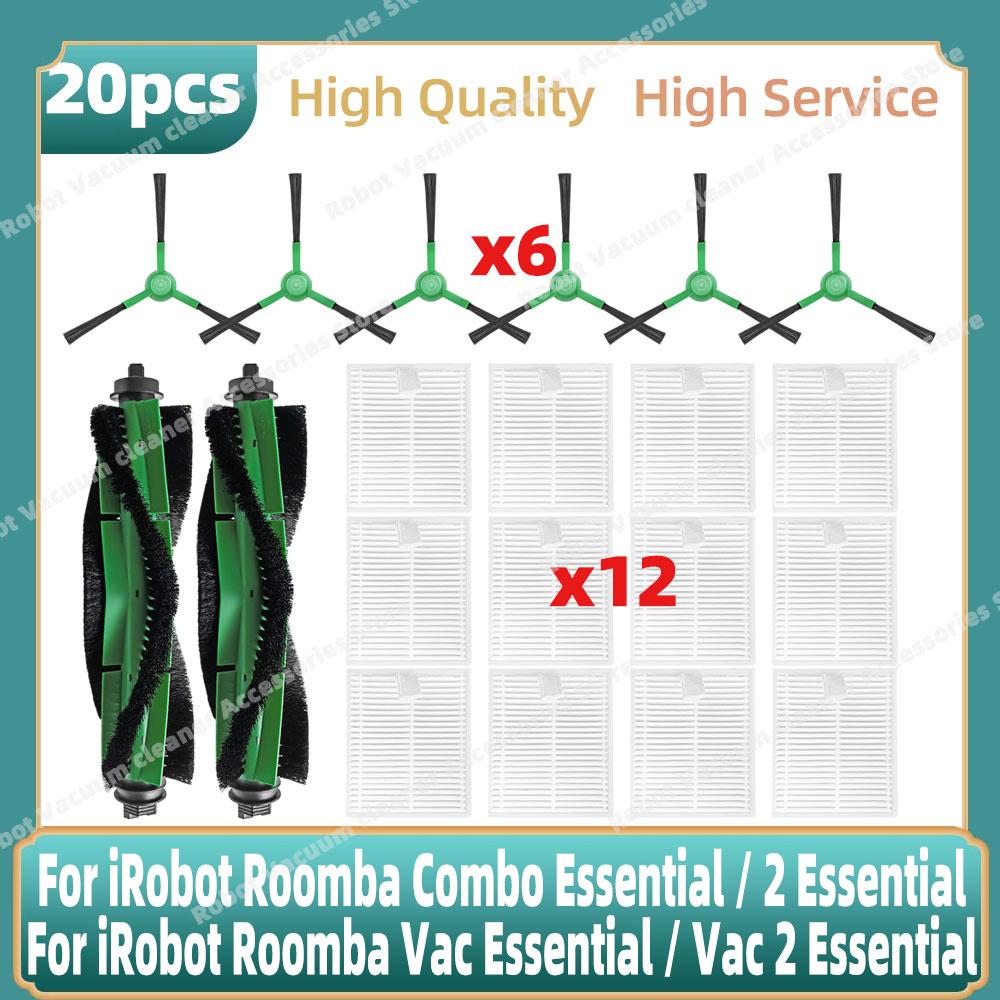 Совместимо для iRobot Roomba 105 Combo, Roomba Combo Essential / 2 Essential Основная боковая щетка HEPA-фильтр Моющая насадка Мешок для пыли Запчасти