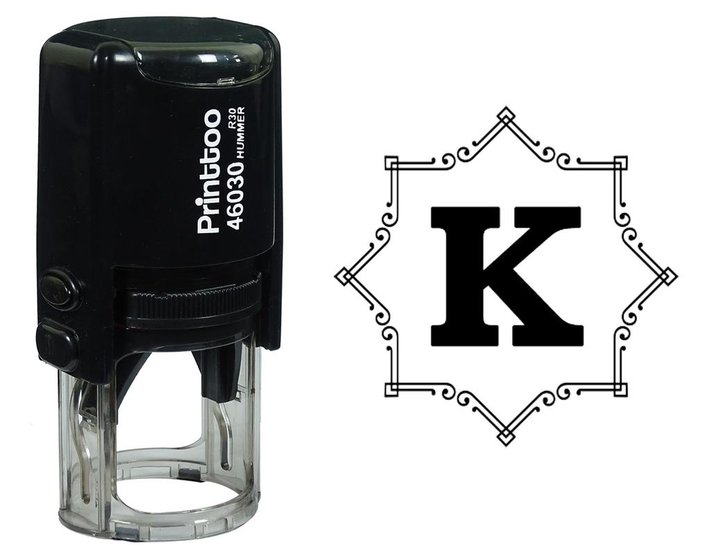 Printtoo Octagon Celtic Swirl Frame Alphabet K Monogram Self Inking Rubber Stamp Office