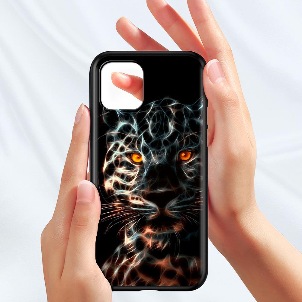 Чехол для мобильного телефона для Iphone 12 Mini 11 Pro X Xs Max Xr 8 7 6 6s Plus Se черный силиконовый чехол из ТПУ Fundas Capa Panther Cheetah