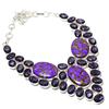 Медь Чароит, Аметист Ручная работа Серебро 925 пробы Подарочное ожерелье 18" v4B72