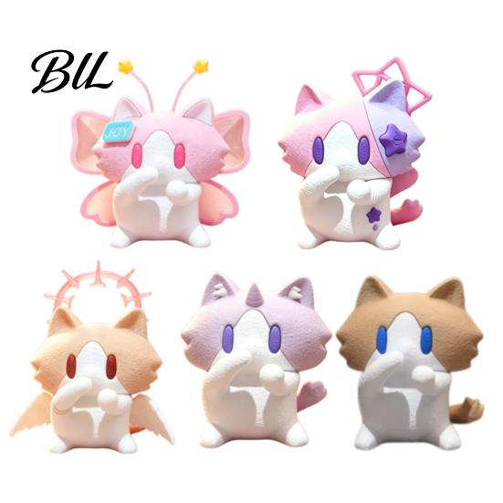Heart Warming Gift for Holidays Cute 3D Printed Cat Figurine, Cartoon Desk Ornament with Playful Mouth Covering Unique Accessories Work Design,